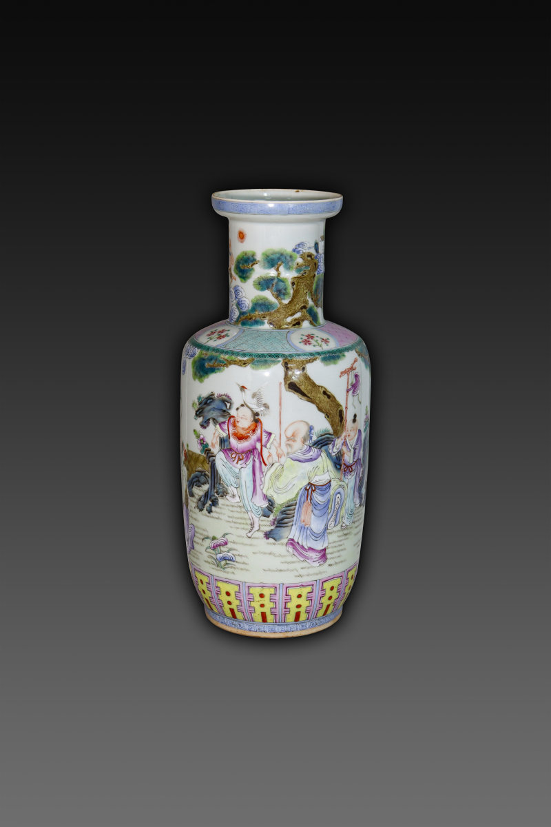 清 康熙五彩人物故事赏瓶